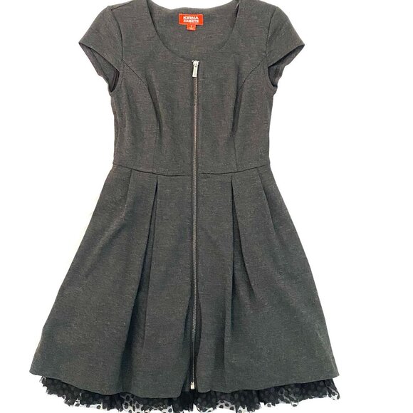 Kirna Zabete Dresses & Skirts - Kirna Zabete Target grey mini dress Womens 2 zipper Polka dot tulle party retro